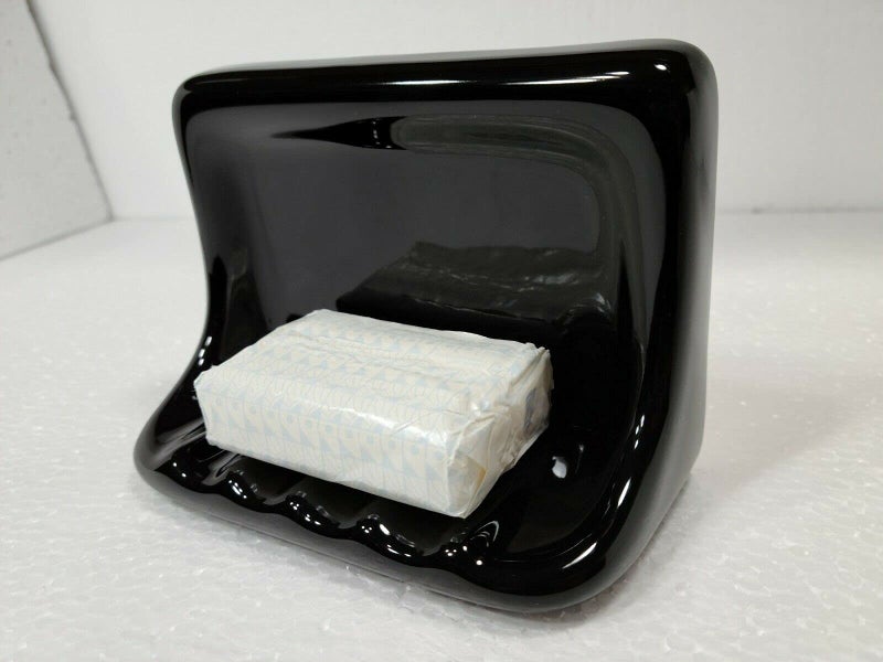 Daltile Black Ceramic Soap Dish Tray Shower Bathtub Vintage Mid Century Modern Vintage Retro - Image 2